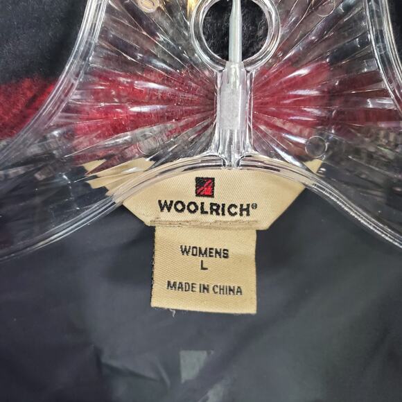 Vtg Woolrich Plaid Double Breast Pea Coat Jacket Womens Large Black Red Button - Picture 7 of 15